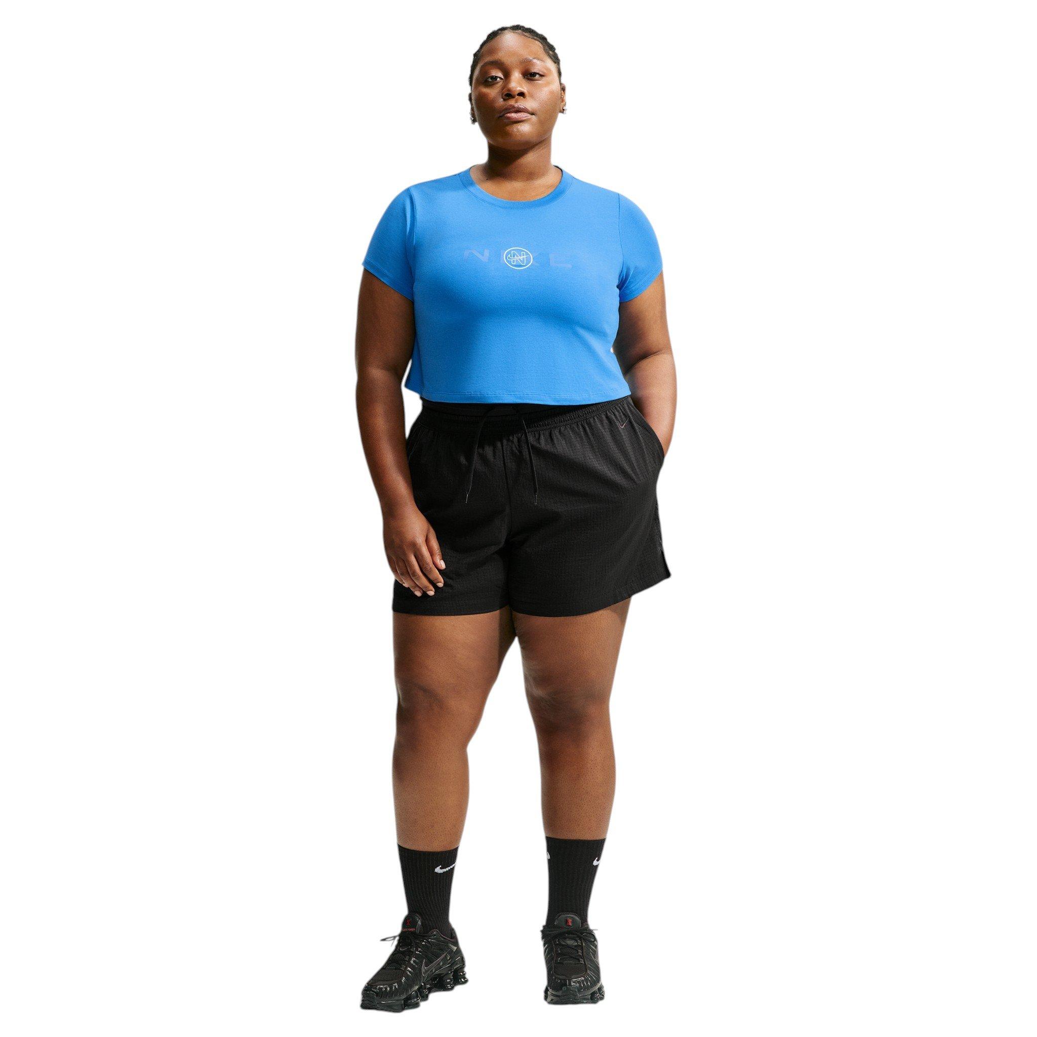Nike Women's Sportswear Chill Knit Slim Cropped T-Shirt - Blue/White - BLUE/WHITE